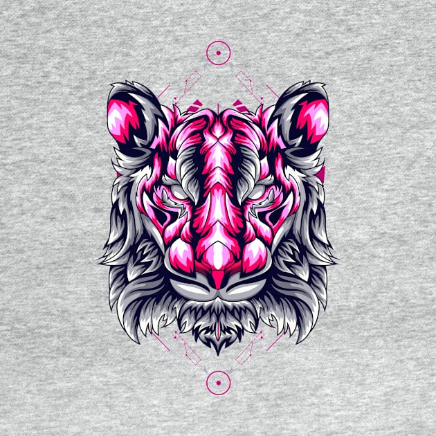 tiger head front crest retro by SHINIGAMII